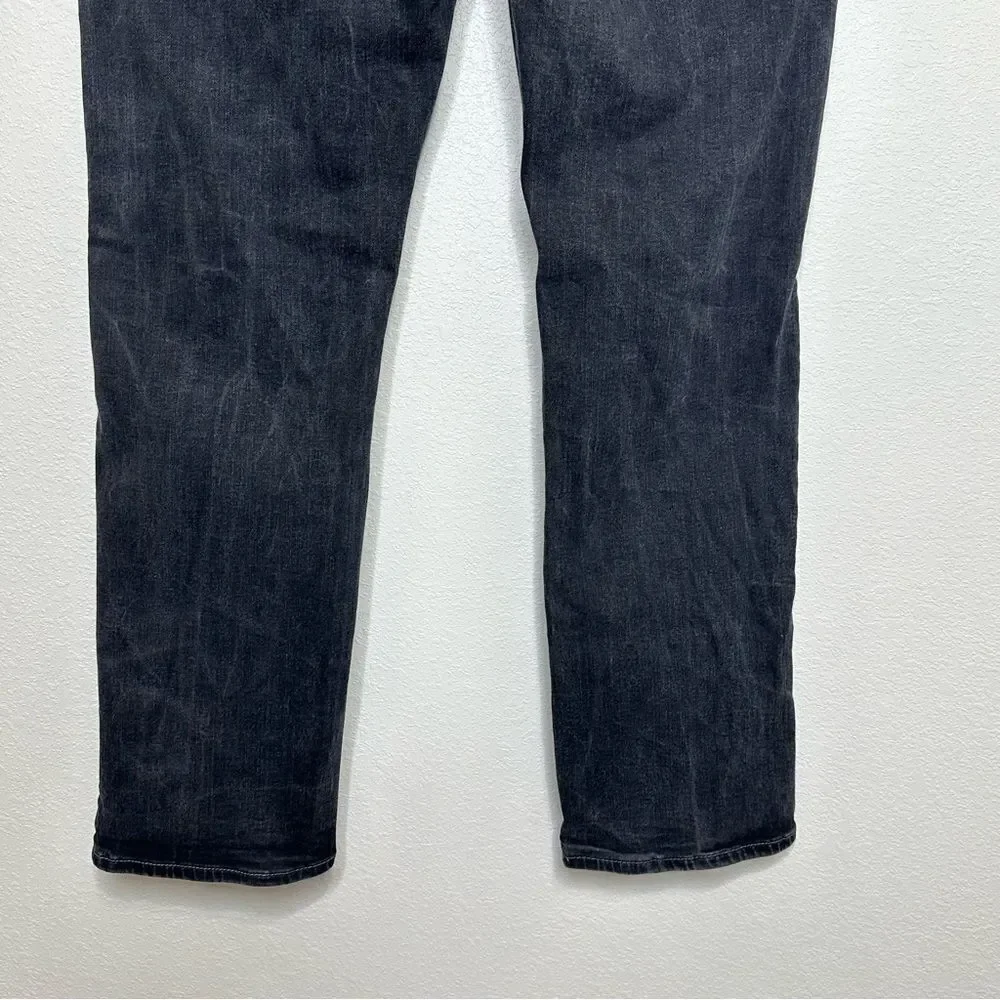 True Religion Black Denim Jeans Mens Sz 40 Ricky Relaxed Straight Flap‎ Pockets